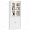 thumbnail image 6 of Homfa 71"H Pantry Cabinet with Tempered Glass Doors, 5 Tier Cupboard with Adjustable Shelf for Kitchen Dining Room, White, 6 of 7