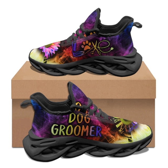 Zapatillas de deporte suaves con estampado de flores degradadas para mujer, de otoño e invierno, antideslizantes, con punta redonda, informales, planas y resistentes a la suciedad.
