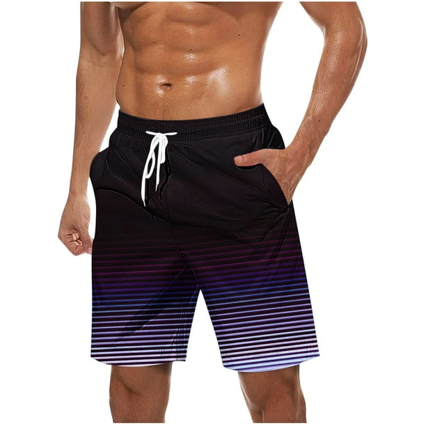 Pantalones Cortos Casuales para Hombre Imprimir con Bolsillos Pantalones de Playa de Cintura Elástica, Pantalones Cortos de Cintura Elástica para Hombre