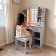 thumbnail image 6 of TLSUNNY Kids Vanity with Lights, Princess Makeup Vanity Desk W/ Open Bookshelf, Cabinet & Shelves, 2 in 1 Toddler Vanity Table & Chair Set, 6 of 11