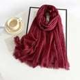thumbnail image 3 of Wipya Versatile Soft Cotton Scarf with Fringed Edges for Women Linen Style Shawl for Travel and Everyday Wear Wine, 3 of 6