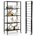 thumbnail image 1 of Costway 5-Tier Foldable Storage Shelves Adjustable Collapsible Organizer Rack with Wheels, 1 of 10