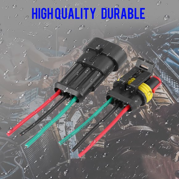 FAGINEY Connector Plugs, 5 Sets Car 3 Pin Way Sealed Auto Waterproof Electrical Connector Plug Socket Kit