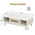 thumbnail image 5 of Wooden Coffee Tables, Coffee Table, Mid Century Living Room Tables with Storage, Modern Square with Rattan Drawer, Wooden Living Room Table with Solid Wood Leg, White Coffee Tables, 5 of 6