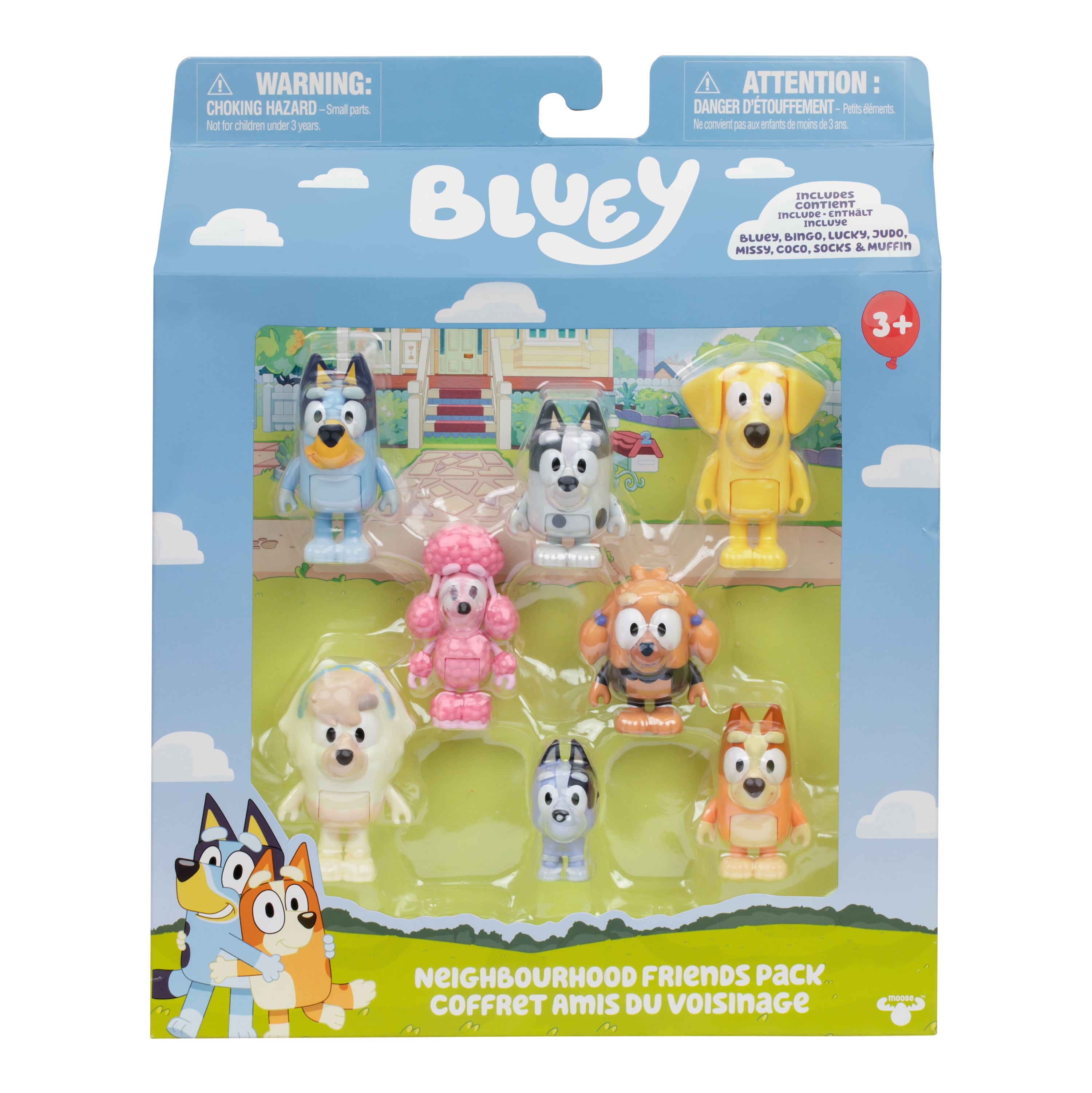 Bluey Neighborhood Friends 8 Pack, 2-2.5 Inch Articulated Figures, Toys for Kids 3-6 Years