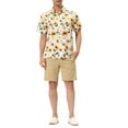 thumbnail image 2 of Unique Bargains Men's Summer Sunflower Printed Short Sleeve Button Down Shirt M White, 2 of 6