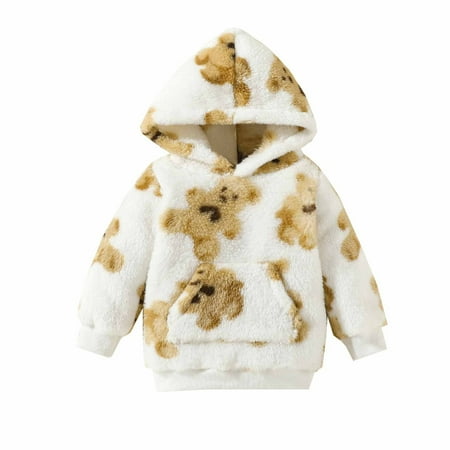 

FRSASU Clearance Infant Toddler Baby Girls Boys Fleece Bear Long Sleeve Hooded Sweatshirt Pullover Top