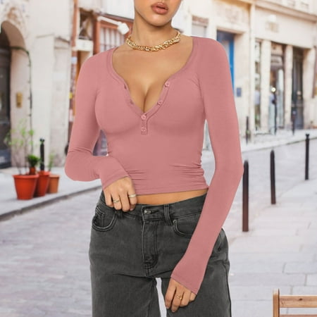

FuChenYu 2024 New Style Sun Protection Clothing Women White Solid Color Slim Fit Sexy Workout Tops for Women Womens Rash Guard Long Sleeve Pink XL