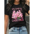 thumbnail image 2 of Woman Christmas Shirt Christmas Tree Graphic T-Shirt Casual Short Sleeve Black Top, 2 of 6