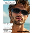 thumbnail image 3 of grinderPUNCH Polarized Black Sunglasses Biker Style Rider Wrap Around Style Lightweight UV Protection, 3 of 8