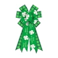 thumbnail image 2 of QuanTara Large St. Patrick's Day Decorative Bow, 19.7"x11.81" Wreath & Tree Topper Ribbon with Shamrock Print for Front Door, Indoor Outdoor Wall, Party Supplies, Green & White Nylon, 2 of 6