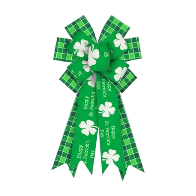 Wozhuo St Patricks Day Bow Decor 30x50cm Large Wreath Ribbon Indoor Outdoor Party