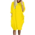 thumbnail image 2 of Turilly Womens Pocket Loose Dress Ladies Neck Casual Long Tops Dress Plus Size, 2 of 4