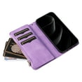 thumbnail image 6 of Designed for iPhone 17 Pro Max, Wallet Cases Zipper Leather Card Slot Flip Magnetic Phone Cover Compatible with iPhone 17 Pro Max Wrist Strap Kickstand Stand Purse, Purple, 6 of 9