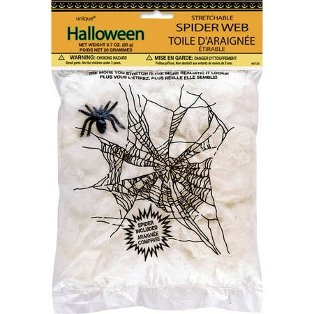 Stretchable Spider Web and Spider Halloween Decoration