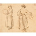 thumbnail image 2 of Wilhelm Marstrand 14x12 Gold Ornate Wood Frame and Double Matted Museum Art Print Titled - Figure Study for Dancing Roman Woman (Before 1838), 2 of 4