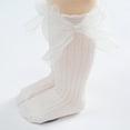 thumbnail image 6 of 5 Pairs Baby Girls Knee High Socks Lace Bow Tube Ruffled Knit Cotton Long Stockings for Infants Toddlers Girls, 0-3Y, 6 of 9