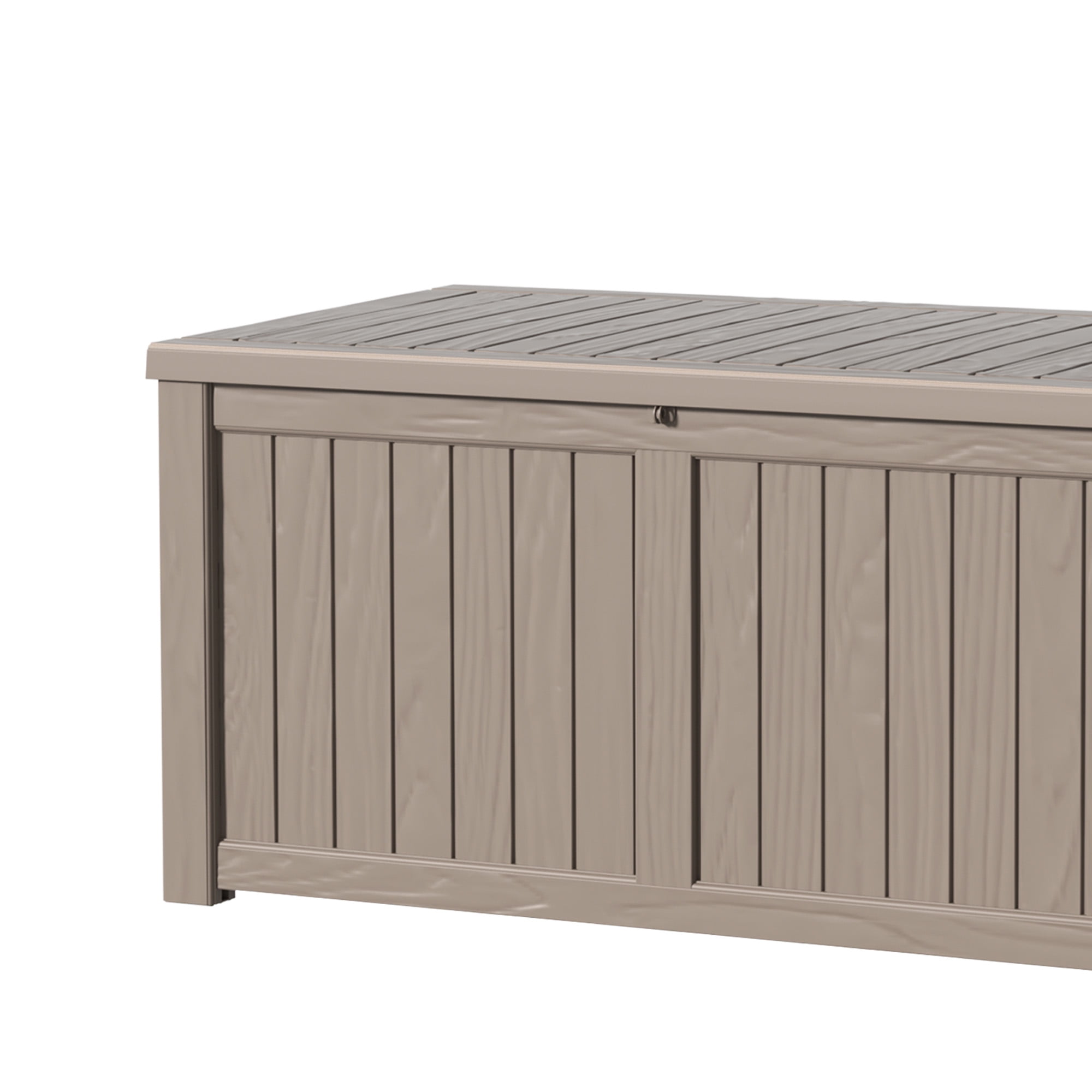 MAYEERTY 120 Gallon Outdoor Deck Box, Large Capacity Storage Box for Patio Furniture Cushions, Pillow with Wheels, Light Brown
