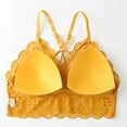 thumbnail image 4 of Sleep Bras Women Ladies Fashion Comfortable No Underwire Lace Floral Bra Underwear V-Neck Back-Smoothing Bra Feature Hook and Eye Closure No Underwire Bra Style Y-604 , Yellow One Size, 4 of 8