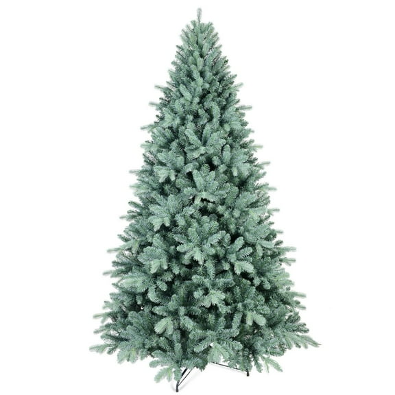 6FT Blue Artificial Christmas Tree, Unlit Classic Spruce Design, Xmas Tree with 1390 Full Tree with PE/PVC Hybrid Realistic Branch Tips, a Metal Foldable Base