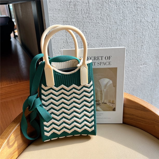 Bolso para teléfono móvil a cuadros, bolso de mensajero para mujer, mini bolso pequeño, lindo y ligero, bolso de mano para las cuatro estaciones, bolso de punto