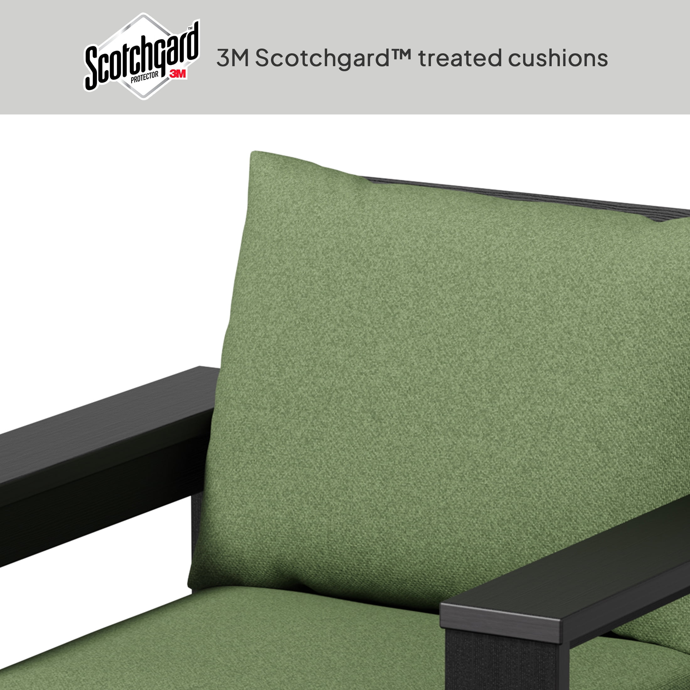 Better Homes & Gardens Ezra Outdoor HDPE Club Chair, Black with Green Cushions