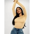 thumbnail image 2 of MOYIKO Slim Fitted Long Sleeve Shirts for Women Crewneck Tees Tight Basic Tops, 2 of 9