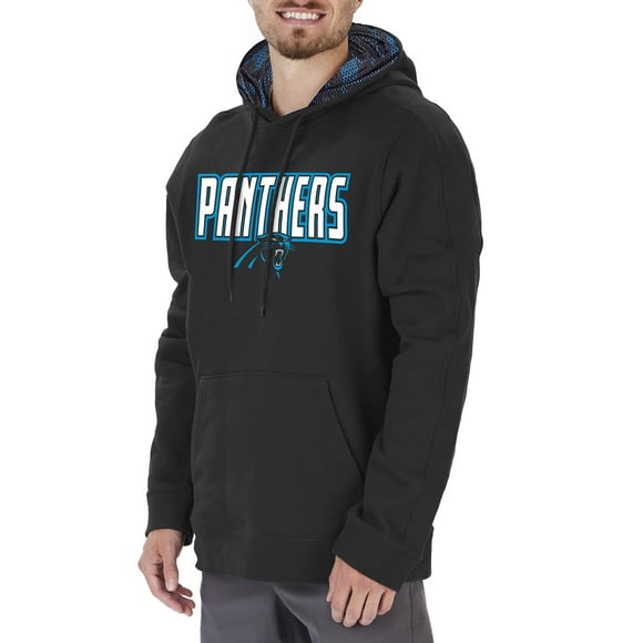 Zubaz Men's NFL Team Color, Primary Logo Hooded Hoodie with Viper Print Details, Carolina Panthers, X-Large