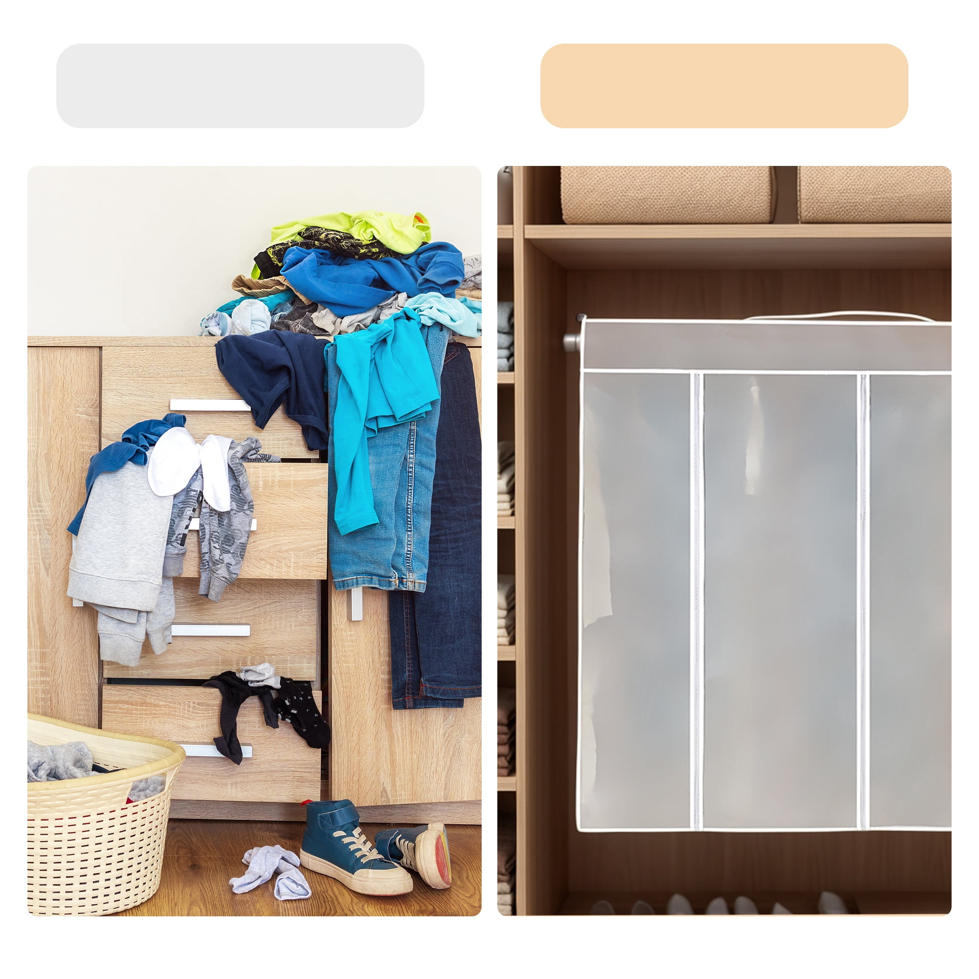 Unique Bargains Dust-Resistant Garment Bags with Magic Tapes for Closet Storage 23.6"x19.7"x35.4"
