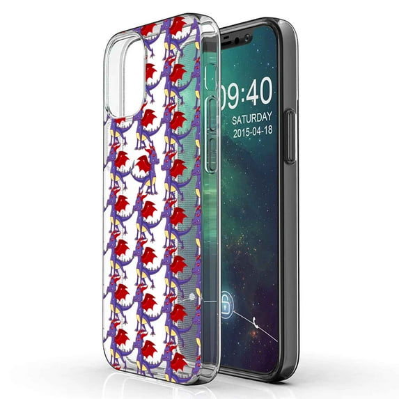 TalkingCase Slim Phone Case Compatible for Apple iPhone 12, 12 Pro, Dragon One 2 Print, Lightweight,Flexible,Soft, USA