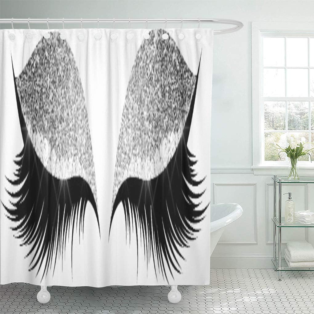 Yusdecor Pink Makeup Silver Gray Black Make Up Confetti Lashes Bathroom Decor Bath Shower Curtain 66x72 Inch Walmart Canada