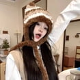 thumbnail image 6 of Women's Cat Beanie Crochet Hats Vintage Striped Winter Warm Elastic Cap Beanie Hat Y2K Accessories Slouchy Cat Ear Cap for Adults, 6 of 7