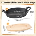 thumbnail image 2 of Daluvenix Cast Iron Pan with Handle, Teppanyaki Grill Plate with Wood Tray for BBQ Tray, Barbecue Griddle Steak Plate for Restaurant and Home Cooking, 4packs, 2 of 8