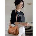 thumbnail image 3 of Bolsa Dama Suave Cuero Gran Capacidad Impermeable P/ Viaje Resistente CAFE Bolso bolso, dama, casual, 3 of 3