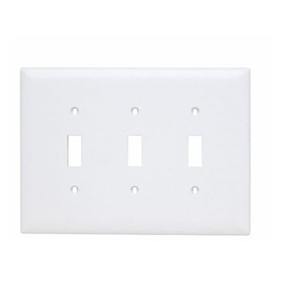 3-Gang Toggle Switch Plate, Jumbo, Nylon, White Legrand TPJ3-W 785007025385