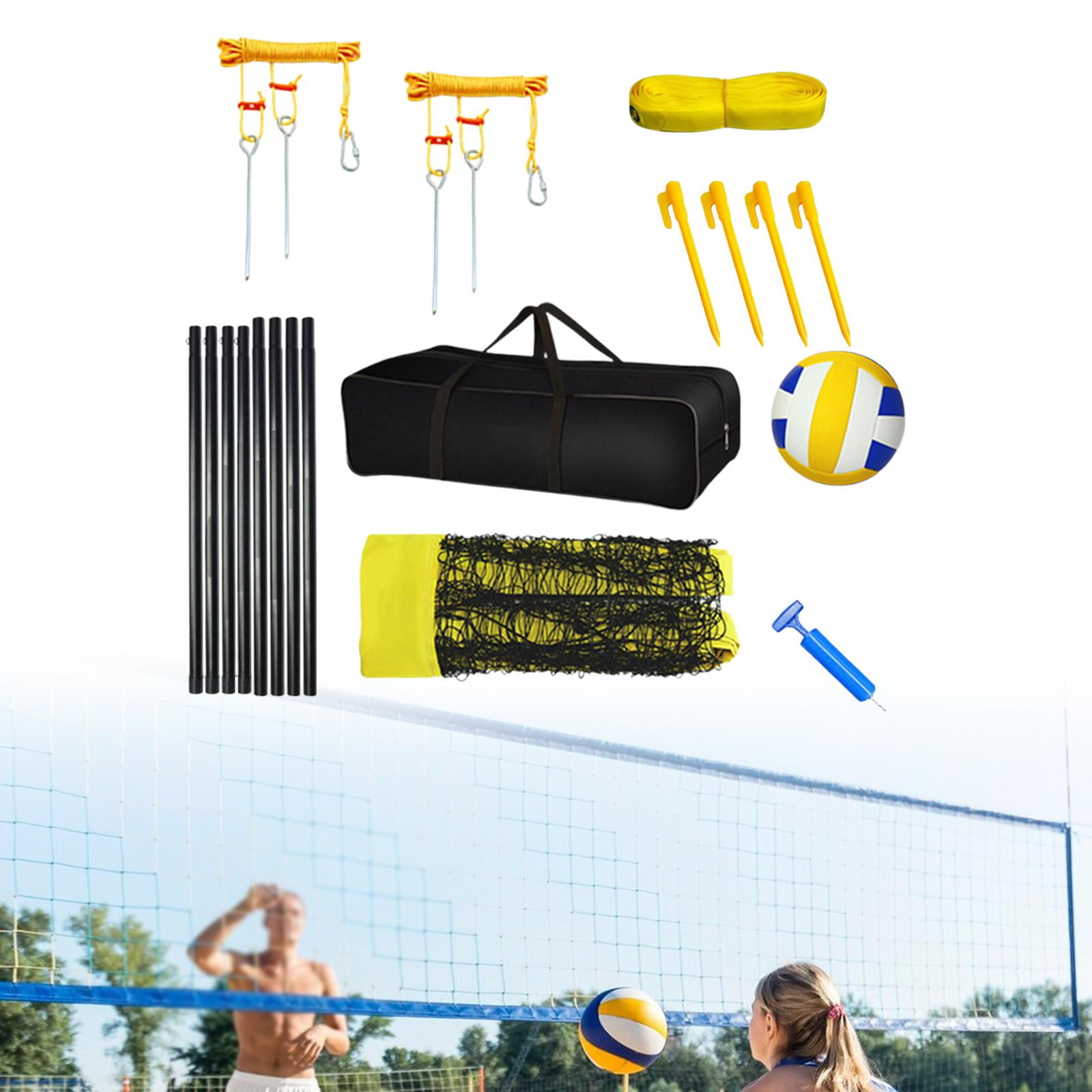 DimyFew Volleyball Set Adjustable Poles Carrying Bag Pump Portable Volleyball Net System