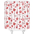 thumbnail image 3 of Valentine''s Day Shower Curtain Red Pink Heart Gnome Checkered Striped Sweet Love Romantic Couple Woman Girl Extra Long Bathroom Home Curtain with Hooks,70" Wx84 H, 3 of 8