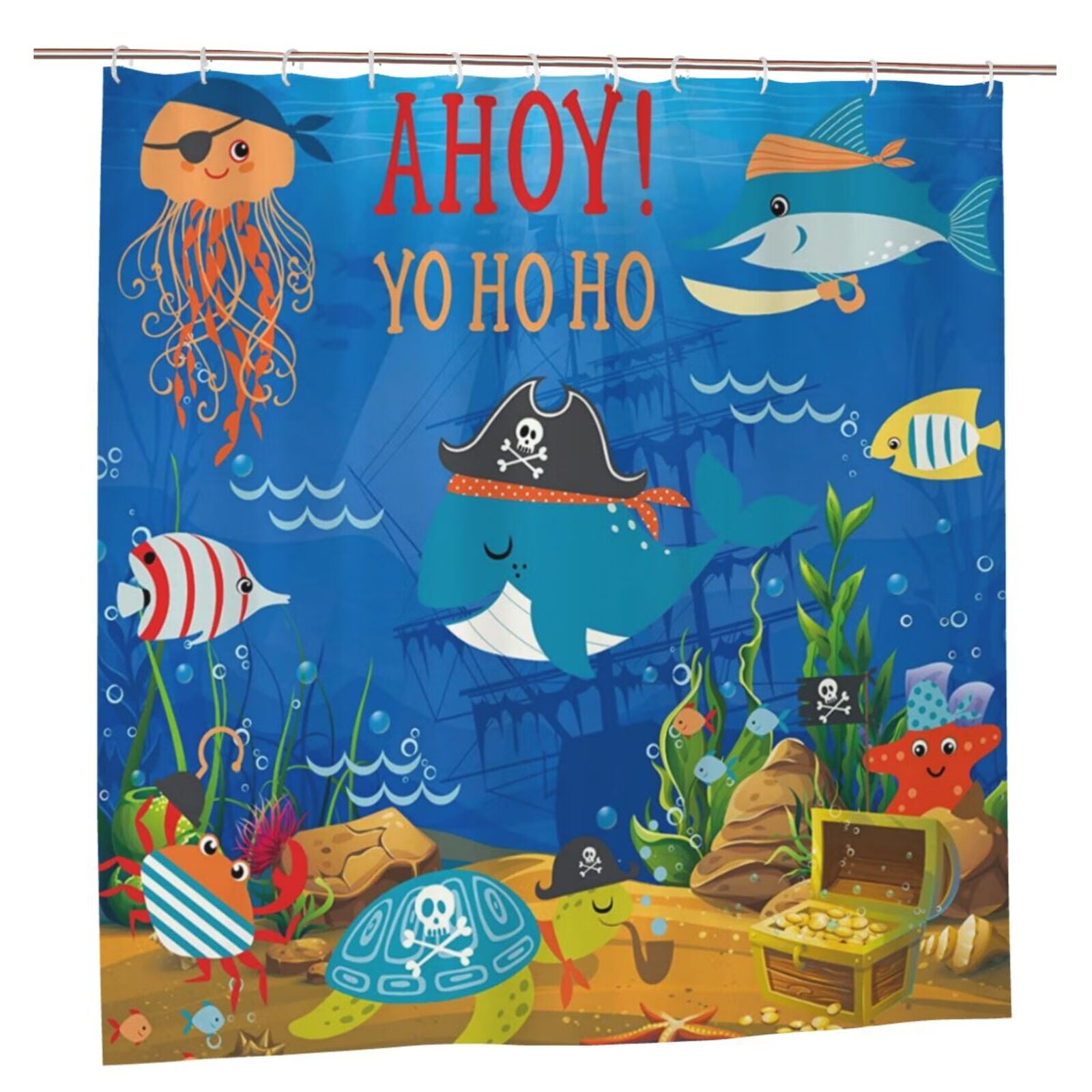 Fish Underwater Kids Funny Shower Curtain Bathroom 72x72 Inch Sea