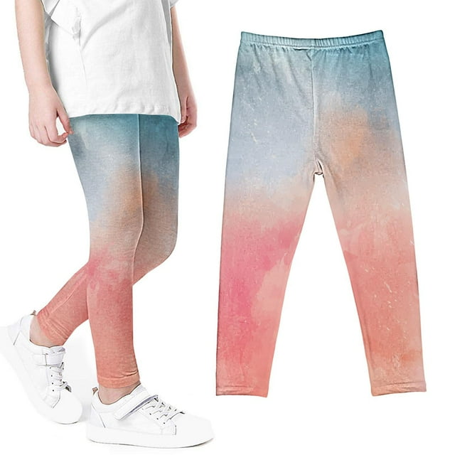 Odeerbi 3-8 Años Niñas Leggings Tie-Dye Gradiente Mallas Elásticas Pantalones de Verano Cintura Alta Panty Suave