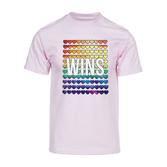 Mens Pride Love Wins Rainbow Short-Sleeve T-Shirt - Pink - 3X-Large