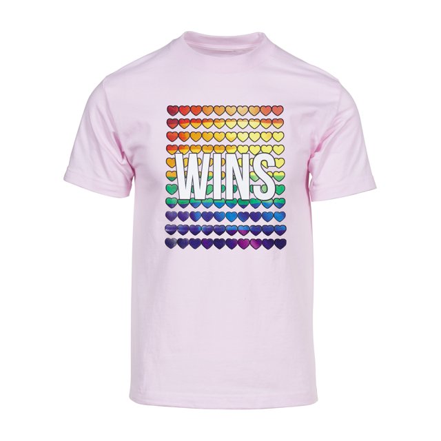 Mens Pride Love Wins Rainbow Short-Sleeve T-Shirt - Pink - 3X-Large