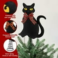 thumbnail image 3 of Black Cat Christmas Tree Topper – Cute Halloween & Winter Holiday Ornament with Changeable Bows for Home Decor, 3 of 5