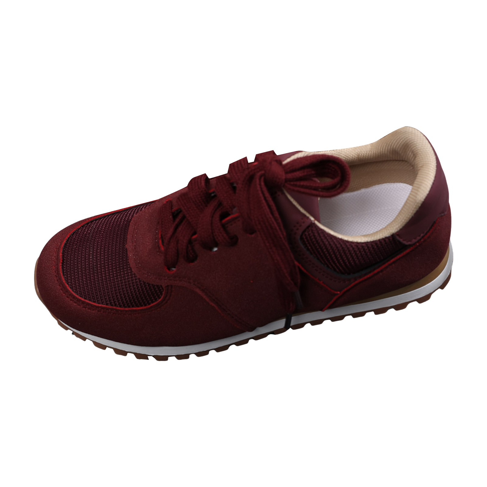 Dakaela Womens Fashion Sneakers 2025 Suede Classic Tennis Running Shoes Lace up Non Slip Trainer Walking Shoes Wine 9.5