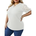 thumbnail image 4 of Cueply Women's Plus Size Tops Summer Short Sleeve Dressy Casual Blouse Shirts Waffle Knit Lace, 4 of 6