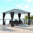 thumbnail image 2 of Outsunny Pavillon à Toit Rigide 13 Pieds x 10 Pieds, Auvent de Gazebo, Pavillon de Patio Extérieur, Gris Foncé, 2 of 10