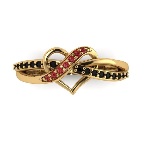 Solitaire with Accents Engagement Ring for Women - 0.22ct Natural Garnet in 18K Yellow Gold Promise Ring