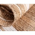 thumbnail image 4 of Handwoven Jute Area Rug,Natural Beige Color White Line Hand Braided Round Rugs for Bedroom, Kitchen, Living Room, Farmhouse Rugs for Living-7x7 Square Feet (84x84 Inch), 4 of 5