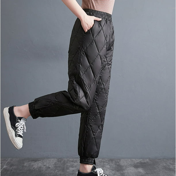 Long Pants For Women Women's Casual Cotton Trousers With Straight Pockets  For Keeping Warm In Winter Black XL JE 