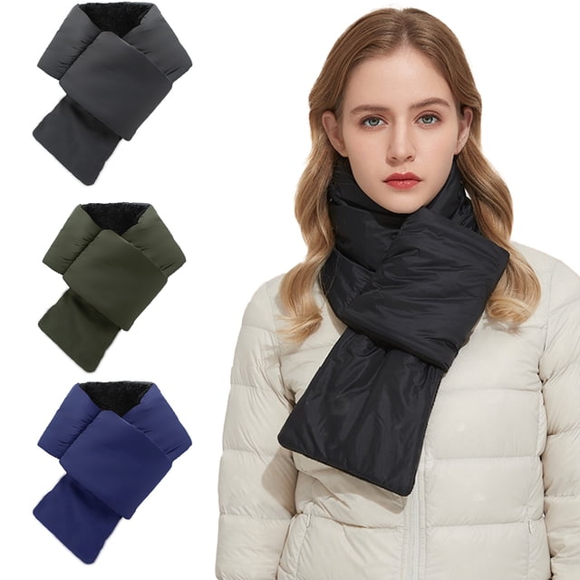 Bufanda de invierno Skymirror, gruesa, acolchada, de felpa, resistente al viento y al frío, cálida, de color sólido, unisex, para exteriores, accesorio de ropa