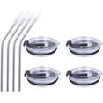 thumbnail image 1 of Volhoply Couvercles Rabattables Étanches avec Pailles en Acier Inoxydable pour Tasse à Café et Gobelet en Vrac, Lot de 4, Couvercle de Tasse Réutilisable Sans BPA (Couvercle Rabattable, Ensemble de 4), 1 of 6